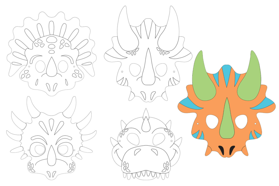 Masques Dinosaure à Colorier – Lot De 6 Pièces – Par Graine Créative – Activité Manuelle Pour Enfants