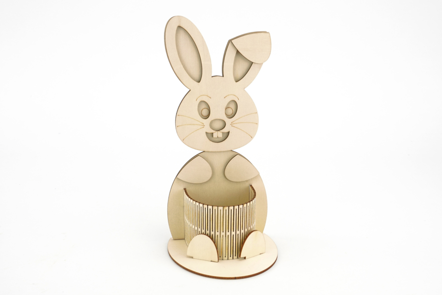 Décoration bricolage en bois de lapin de Pâques : peinture par ligne Spring Craft - France