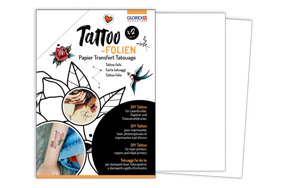Papier Transfert Tatouage Temporaire A4 – 12 Feuilles Blanc Imprimable Jet D’Encre/Laser, DIY Tatouage Personnalisé Facile à Appliquer