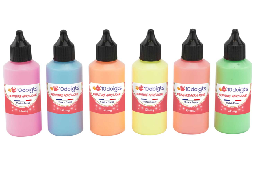 Peinture Fluorescente 18 Couleurs X 30 Ml - Avec Pinceaux, Pour Surfaces Multiples, Halloween, Déco