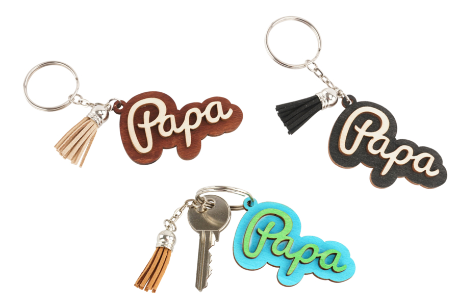 Comment Faire Un Porte Cle Ecri Papa à L'envere Videos Porte-clés" papa" - 4 pièces - Bijoux et porte-clefs en bois