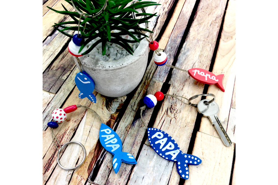 Porte-clés Poisson PAPA - Activités manuelles fête des pères