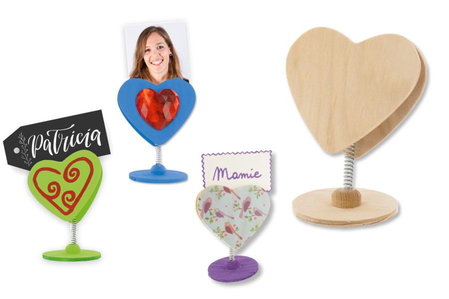 Porte-Photo Cœur Avec 4 Supports – Décoration Bureau Mignon Pour Afficher Photos, Cartes Et Notes