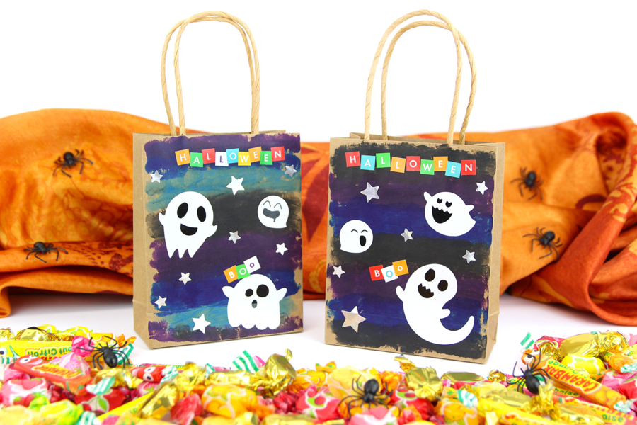 Sac à bonbons fantômes Activités manuelles Halloween 10 Doigts