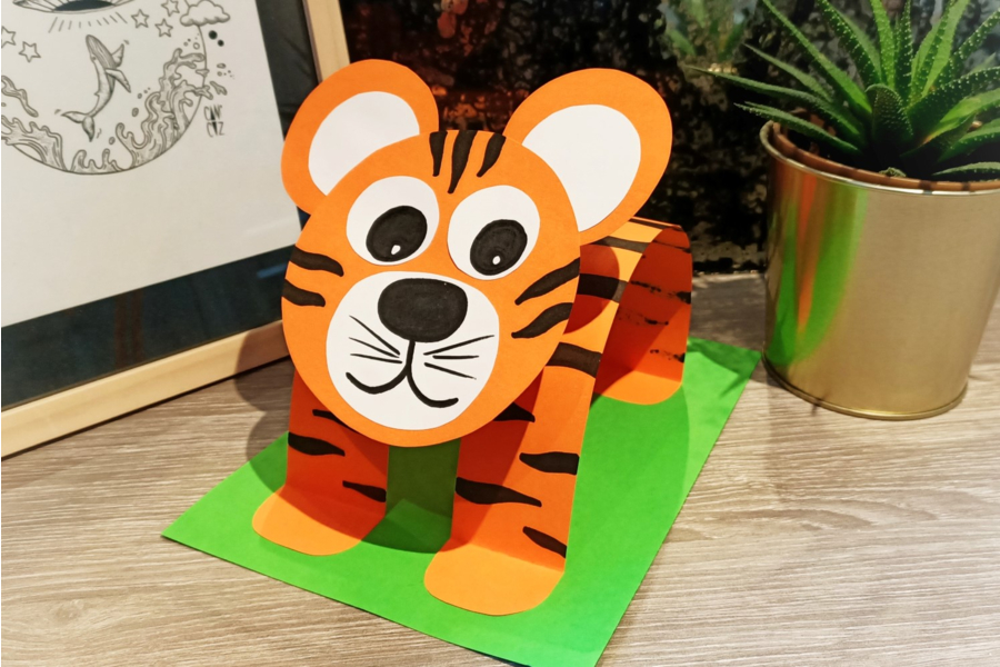Tigre 3D en papier - Activités manuelles animaux