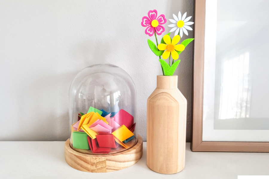 CTOP – 8 Fleurs En Feutrine Sur Tige Souple, Hauteur 12 Cm, Pour Déco DIY, Scrapbooking, Pâques Et Printemps