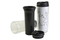 Mug isotherme avec couvercle - Plastique Transparent – 10doigts.fr