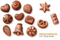 Moule chocolats - 12 motifs - Moules gourmandises – 10doigts.fr