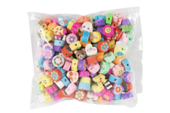 Perles colorées animaux, smiley, fleurs - 200 perles - Perles Pâte polymère – 10doigts.fr