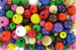 Perles rondes en bois, couleurs assorties
