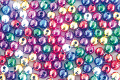 Set de 450 perles rondes ø 6 mm en plastique, couleurs métallisées assorties
