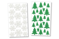 Stickers sapins et flocons pailletés - 40 stickers - Stickers en mousse – 10doigts.fr