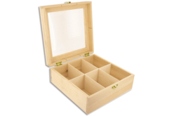 Boîte en bois à 6 cases avec couvercle en plexi