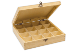 Boîte en bois,16 casiers - 25 x 25 cm - Boîtes en bois – 10doigts.fr