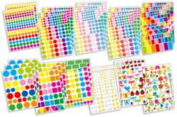 Maxi lot gommettes formes et couleurs - 2509 gommettes - Toutes les gommettes géométriques – 10doigts.fr