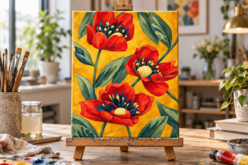 ambiance toile coquelicots - Châssis et Cartons toilés - 10doigts.fr - 2