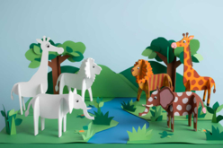 animaux savane carton plume - Maquettes en papier - 10doigts.fr