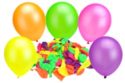 Ballons ronds, couleurs fluos - 100 pièces - Ballons, guirlandes, serpentins – 10doigts.fr