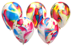 Ballons ronds, couleurs marbrées - 100 ballons - Ballons, guirlandes, serpentins – 10doigts.fr