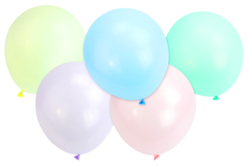Ballons ronds, couleurs pastels - 100 pièces - Ballons, guirlandes, serpentins – 10doigts.fr