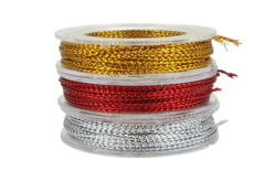 Cordon polyester métallisé : or, argent et rouge - Chenilles, pompons, rubans – 10doigts.fr - 2