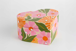 boite coeur peinture fleur - Boîtes en bois - 10doigts.fr