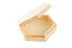 Boîte hexagonale en bois plate 