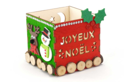 Photophore “Joyeux Noël” en bois - Photophores Noël – 10doigts.fr - 2