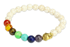 Kit pour bracelet Chakras blanc - 26 perles - Perles Lithothérapie – 10doigts.fr