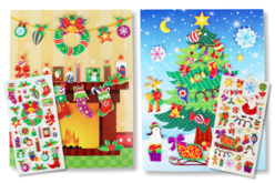 Cartes de Noël +  stickers - 2 cartes - Gommettes et stickers Noël – 10doigts.fr