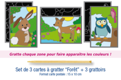 Cartes à gratter "Forêt" + grattoirs - 3 pièces