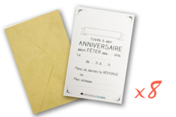 Cartes d'invitations et enveloppes - 8 pièces - Anniversaires – 10doigts.fr
