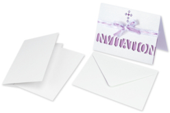 Cartes et enveloppes en papier blanc nacré