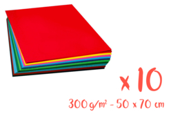 Cartes fortes 50 x 70 cm - Set de 10 cartes - 10 couleurs (1 feuille par couleur)
