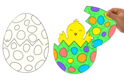 Cartes mobiles poussin dans l'œuf - 6 cartes - Oeufs de Pâques – 10doigts.fr