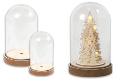 Cloche transparente avec socle en bois - Décorations de Noël en bois – 10doigts.fr