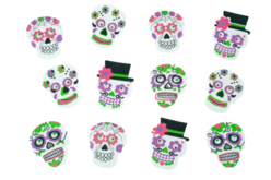 Stickers "Calaveras" mexicaines - 12 têtes - Formes en Mousse autocollante – 10doigts.fr