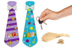 Cravate porte-clés en bois - 12 pièces - Kits activités fête des pères – 10doigts.fr