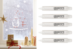 Crayons cire blancs pour décoration des vitres - 5 pièces - Décorations de Noël pour vitres – 10doigts.fr