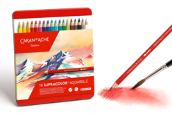 Crayons aquarellables Supracolor™ Caran d’Ache  rouge - Crayons aquarelles : dessinez, mouillez, peignez - 10doigts.fr