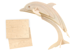 Dauphin 3D en bois naturel à monter - Animaux en bois à décorer – 10doigts.fr