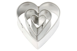 Emporte-pièces coeur - 3 tailles (largeur : 6.4 cm-5 cm-4 cm) - Emporte-pièces créatifs pour enfants - 10doigts.fr