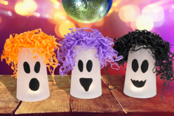 Herbe en frisette de papier : orange, noir, violet - Décorations d'Halloween – 10doigts.fr - 2