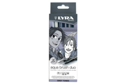 Feutres Aquabrush Duo Lyra - 6 couleurs nuances de gris - Feutres à alcool : des couleurs intenses et des dégradés sans traces - 10doigts.fr