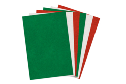 Feutrines 20 x 30 cm, 6 couleurs de Noël assorties : 2 rouges, 2 vertes, 2 blanches