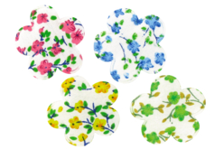 Fleurs adhésives en tissu imprimé - 8 fleurs - Motifs en tissu – 10doigts.fr