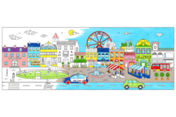 Fresque géante à colorier - La ville - Fresques de coloriage – 10doigts.fr