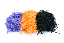Herbe en frisette de papier : orange, noir, violet - Décorations d'Halloween – 10doigts.fr