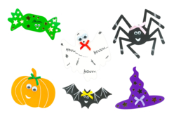 Pack formes d'Halloween en carte colorée - 60 formes - Décorations d'Halloween – 10doigts.fr - 2