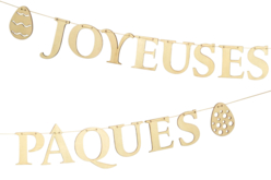 Guirlande "Joyeuses Pâques" en bois - Suspensions de Pâques – 10doigts.fr